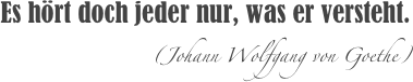 

Es hört doch jeder nur, was er versteht.
(Johann Wolfgang von Goethe) 

